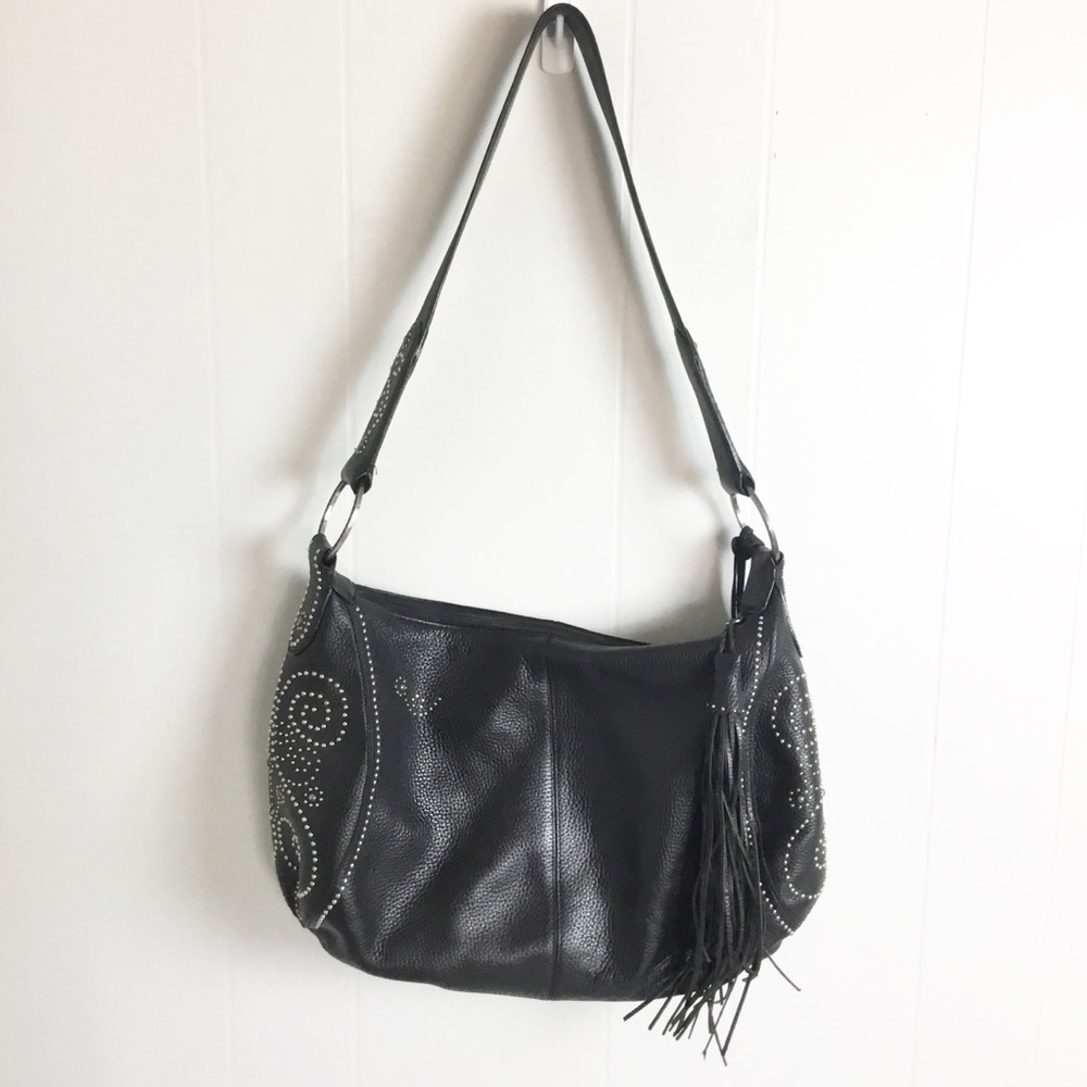 Brighton Breeze Leather HOBO Bag Purse Studded Retail $260 Black